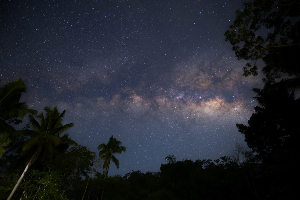 Milky Way stretching across a dark night sky.